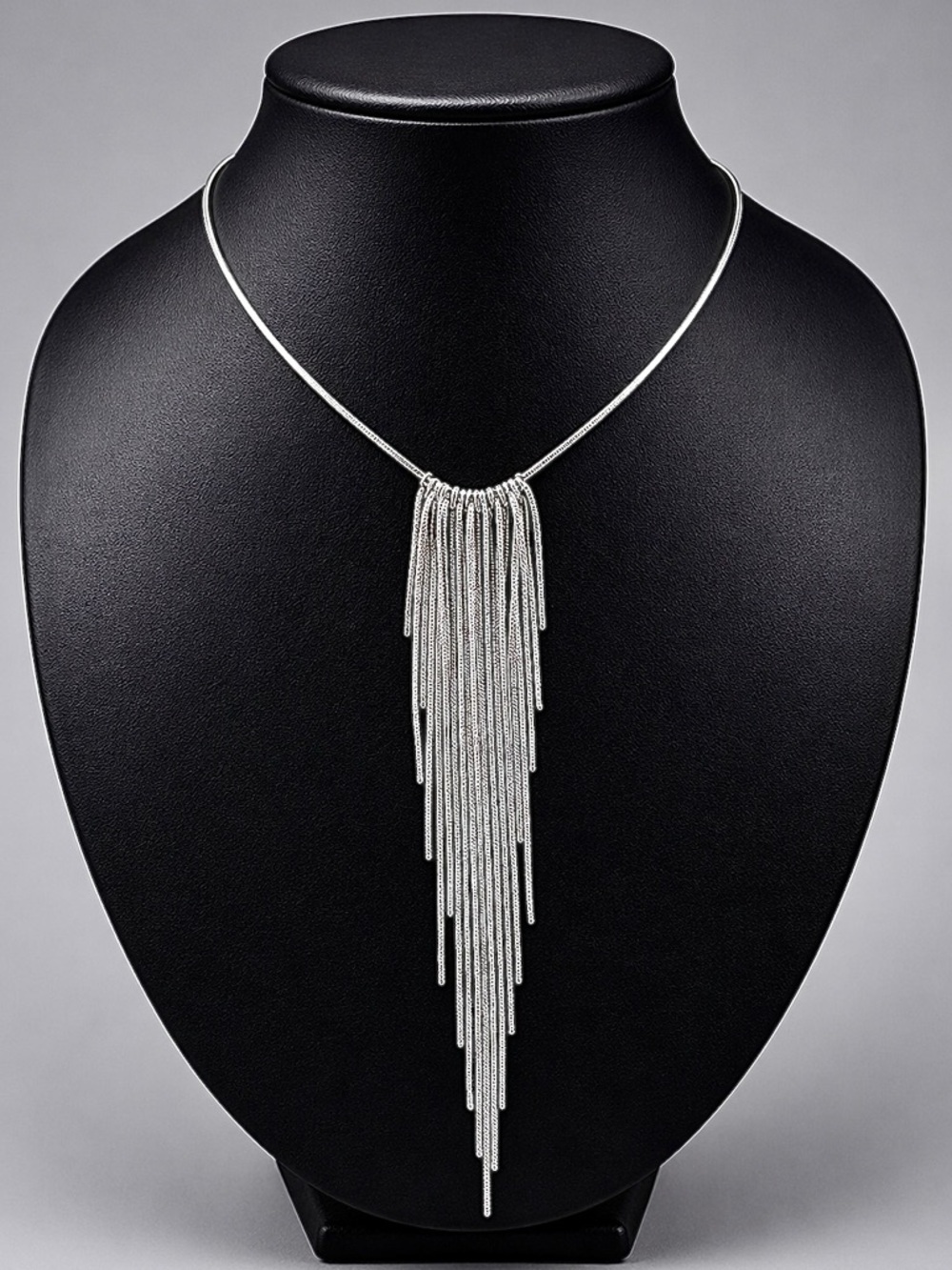 Sterling Silver Fringe Tassel Necklace Statement Dainty Y Chain